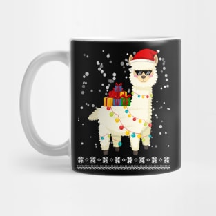 Christmas Llama Santa Hat Ugly Xmas Tree Alpaca Mug